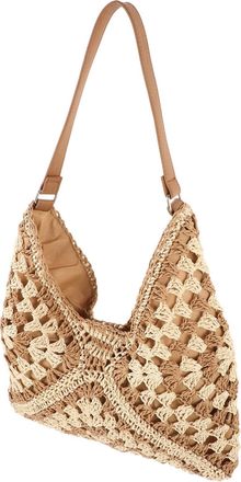 Yardwe Woven Beach Bag for Women Lightweight Single-shoulder Straw Handbag with Spacious Storage for Travel Shopping and Beach Vacations Stylish Summer Tote 