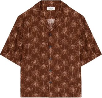 Laneus Short Sleeve Shirts, male, Brown, XL, Viscose Short Sleeve Brown Shirt