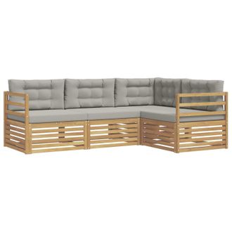 vidaXL Conjunto De Sof&aacute;s De Exterior 4 Pcs Blanco Y Gris Claro Vidaxl