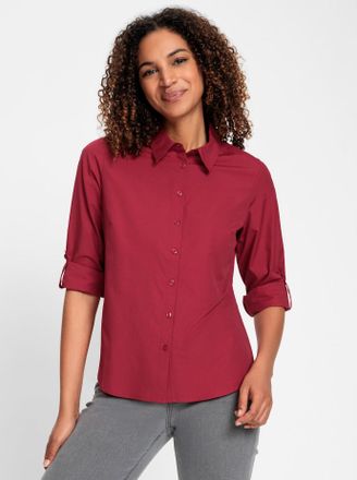 Casual Looks Hemdbluse CASUAL LOOKS, Damen, Gr. 42, rot, 50% Baumwolle, 50% Polyester, unifarben, Blusen Hemdbluse