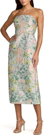 Mac Duggal Multicolor Strapless Brocade Midi Dress With Pockets in Pastel Multi at Nordstrom, Size 10
