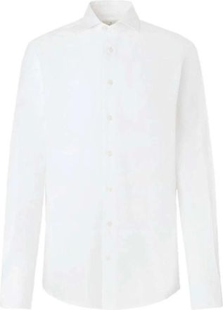 Hackett Overhemden, Heren, Wit, XL, Katoen, Essential Stretch Pop Shirt