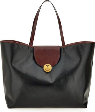Versace Large Vivian Coated Canvas & Leather Tote in Black Rosewood-Gold 82 at Nordstrom