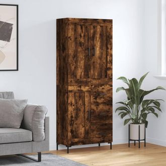 vidaXL Vidaxl - Aparador Alto Madera Contrachapada Roble Ahumado 69,5x34x180 Cm