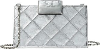 Tory Burch Mini Fleming Quilted Leather Wallet on a Chain in Silver at Nordstrom