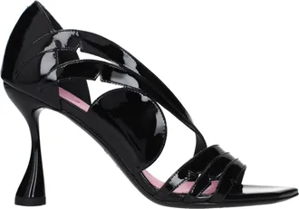 Balmain Black Leather Stiletto Heel Womens Sandals