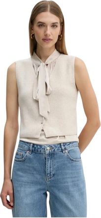 Oui Melange Gebreide Vest - Dames - Vesten - Beige - S - Truien & Vesten