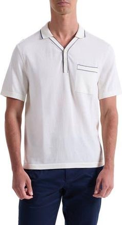 Bugatchi Tipped Cotton & Silk Pocket Polo Sweater in Chalk at Nordstrom Rack, Size Xx-Large