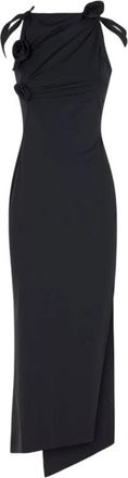 Coperni Flower Midi Jurk - Dames - Feestkleedjes - Zwart - M - Kleedjes