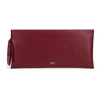 Tom Ford Aura Leather Clutch - female - Tom Ford - Clutches - Red - ONE SIZE - Bags