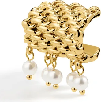 Luv AJ Palma Imitation Pearl Ear Cuff in Gold at Nordstrom