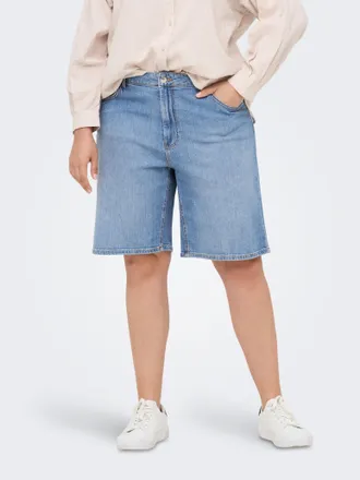 Only Carmakoma Jeansshorts ONLY CARMAKOMA CARSONNY HW WIDE DNM SHORTS NAS843 NOOS, Damen, Gr. 42, N-Gr, blau (light blau denim), Denim/Jeans, Obermaterial: 98% Baumw