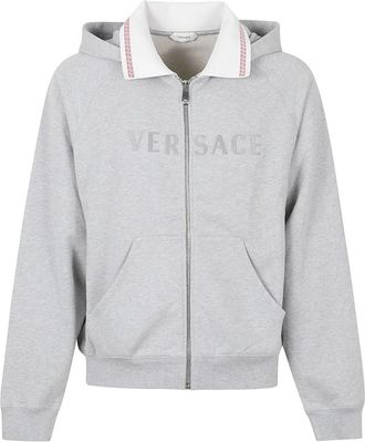 Versace Zip-through Hoodie - Heren - Vesten met rits - Grijs - L - Katoen - Hoodies & sweatvesten