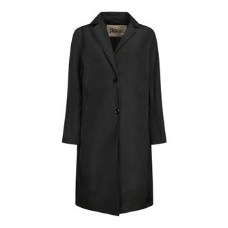 Herno Single-Breasted Coats, female, Black, Size: M Refined Duster Coat