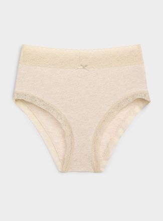 Miiyu Womens Lace trim high-waist bikini panty Organic cotton