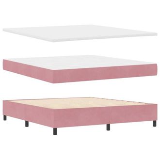 vidaXL Vidaxl Cama Con Base Ajustable Con Colch&oacute;n Y Banco Rosa 180x200 Cm Terciopelo