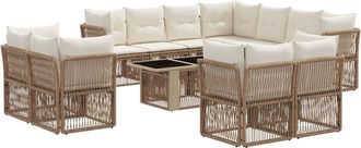 vidaXL Conjunto De Sof&aacute;s De Jard&iacute;n 12 Uds. Beige Rat&aacute;n Sint&eacute;tico Vidaxl