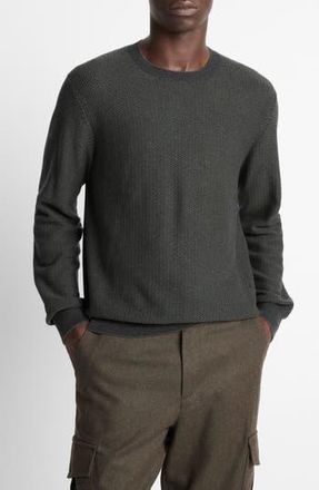 Vince Geometric Jacquard Wool & Cotton Blend Crewneck Sweater in Driver Green/Coastal at Nordstrom Rack, Size Xx-Large