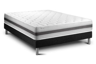 VITALIT Vitalit - Base Tapizada Negro + Colch&oacute;n Con Muelles Y Viscoel&aacute;stica 140 X 190