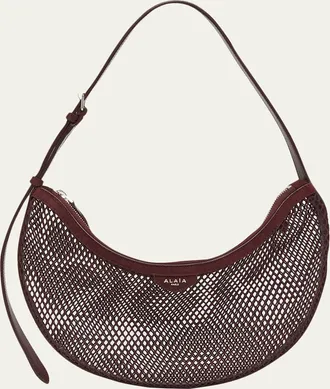 Alaia Fishnet Crescent Shoulder Bag