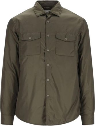 Aspesi Katoenen Militaire Shirt - Heren - Casual Overhemden - Groen - L - Katoen - Overhemden