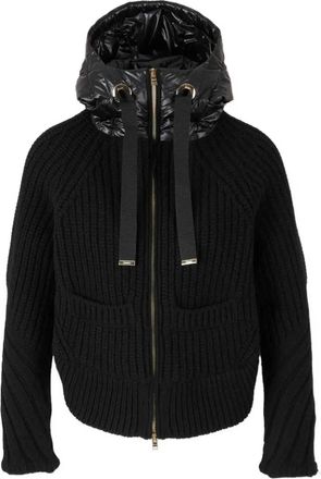 Herno Cardigan a coste con cappuccio - Nero
