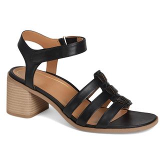Vionic Maisy Tumbled Leather Womens Heels Sandals - Black - Size:UK 6.5