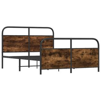 Berkfield Home Metal Bed Frame without Mattress Smoked Oak 140x190 cm in Brown