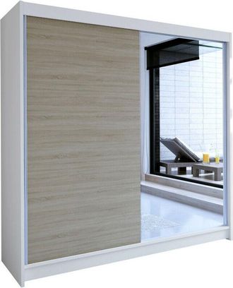 Mirjan24 Armario Closico 137, Blanco + Roble Sonoma, 215x180x58cm, Puertas De Armario: Correderas, N&uacute;mero De Estantes: 0