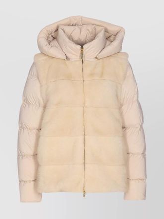 Moorer high neck hooded padded jacket