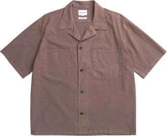 Norse Projects Mols Tencel SS Shirt - Heren - Korte mouwen Overhemden - Bruin - S - Katoen - Overhemden