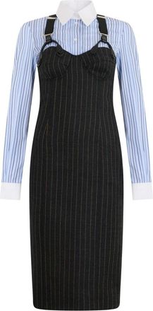 Moschino Jurk met bretels en overhemdkraag - Dames - Shirt Kleedjes - Veelkleurig - S - Katoen - Kleedjes