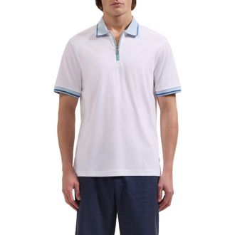 Bugatchi Quarter Zip Polo in White at Nordstrom, Size Xx-Large