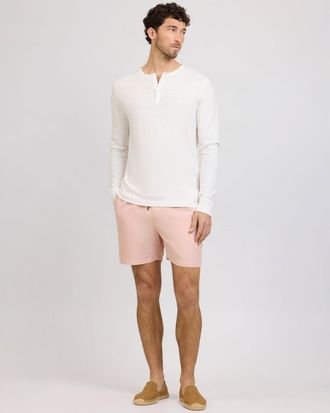 Onia Air Linen Pull-On Short 6 in Pink Sand at Nordstrom, Size Medium