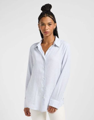 Lee Langarmbluse LEE Lee Leinenhemd Pocketless Shirt, Damen, Gr. M, weiss (wei&szlig;), Obermaterial: 54% Leinen LI. 46% Viskose CV., Blusen Langarmbluse