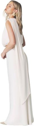 Six Stories Solene Satin Bias Cut Maxi Skirt in Cream at Nordstrom, Size 6
