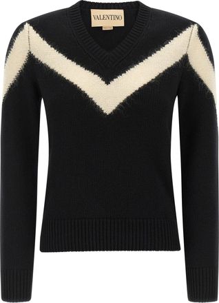Valentino Garavani Valentino Garavani Vlogosignature Bow Sweater Maglioni Bianco/Nero-Donna