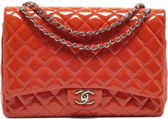 Chanel Borsa Classic Double Flap in pelle - Arancione