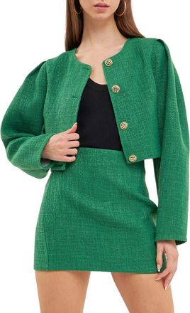 endless rose Tweed Blazer in Green at Nordstrom, Size X-Small