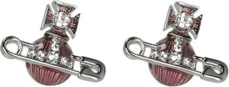 Vivienne Westwood orb crystal earrings - women - Brass - One Size - Pink