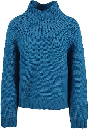 Liviana Conti Womens Wool Blend High Neck Jumper - Teal Cashmere - Size EU 38 (Womens)