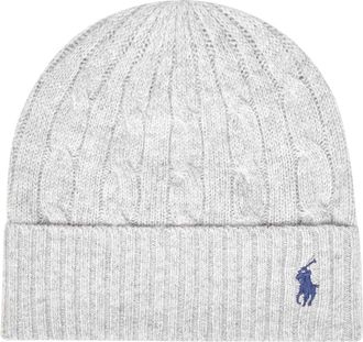Polo Ralph Lauren Cable-Knit Wol-Kasjmier Muts - Dames - Hoeden - Grijs - ONE Size - Wol - Accessoires