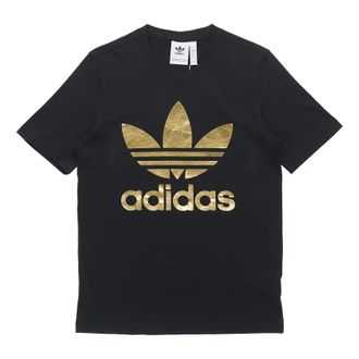 adidas originals Trefoil Holo T Casual Sports Round Neck Short Sleeve Black GM3268