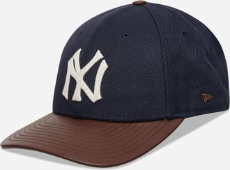 New Era Yankees MLB Leather Visor 9FORTY M-Crown Adjustable Cap Dark Brown
