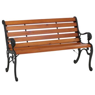 Hhg Banco De Jard&iacute;n Hhg-444, Banco De Parque, Banco De Madera De Dos Plazas, Hierro Fundido Y Madera De Pino, 132 Cm, Teca