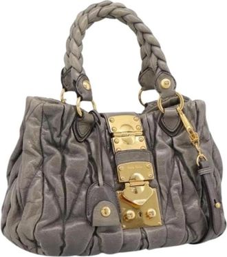 Miu Miu Pre-owned Hand Bag - Dames - Vintage Handtas - Grijs - ONE Size - Leer - Vintage