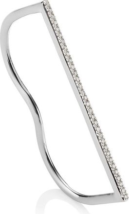 Monica Vinader Sterling Silver Fiji Skinny Double Diamond Ring Diamond