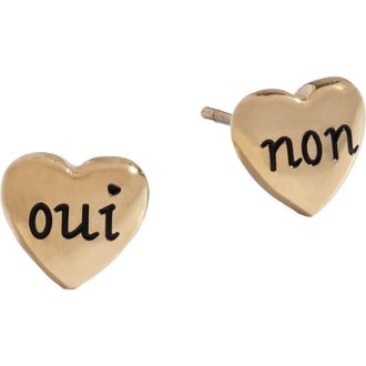 Alex and Ani Oui Non Heart Stud Earrings in Gold at Nordstrom
