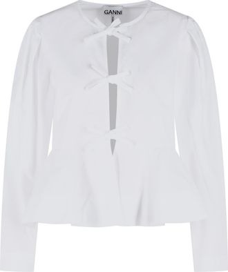 Ganni witte katoenen blouse