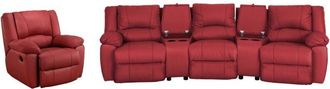 Vente-Unique Divano relax 3+1 posti in cuoio Rosso - AROMA